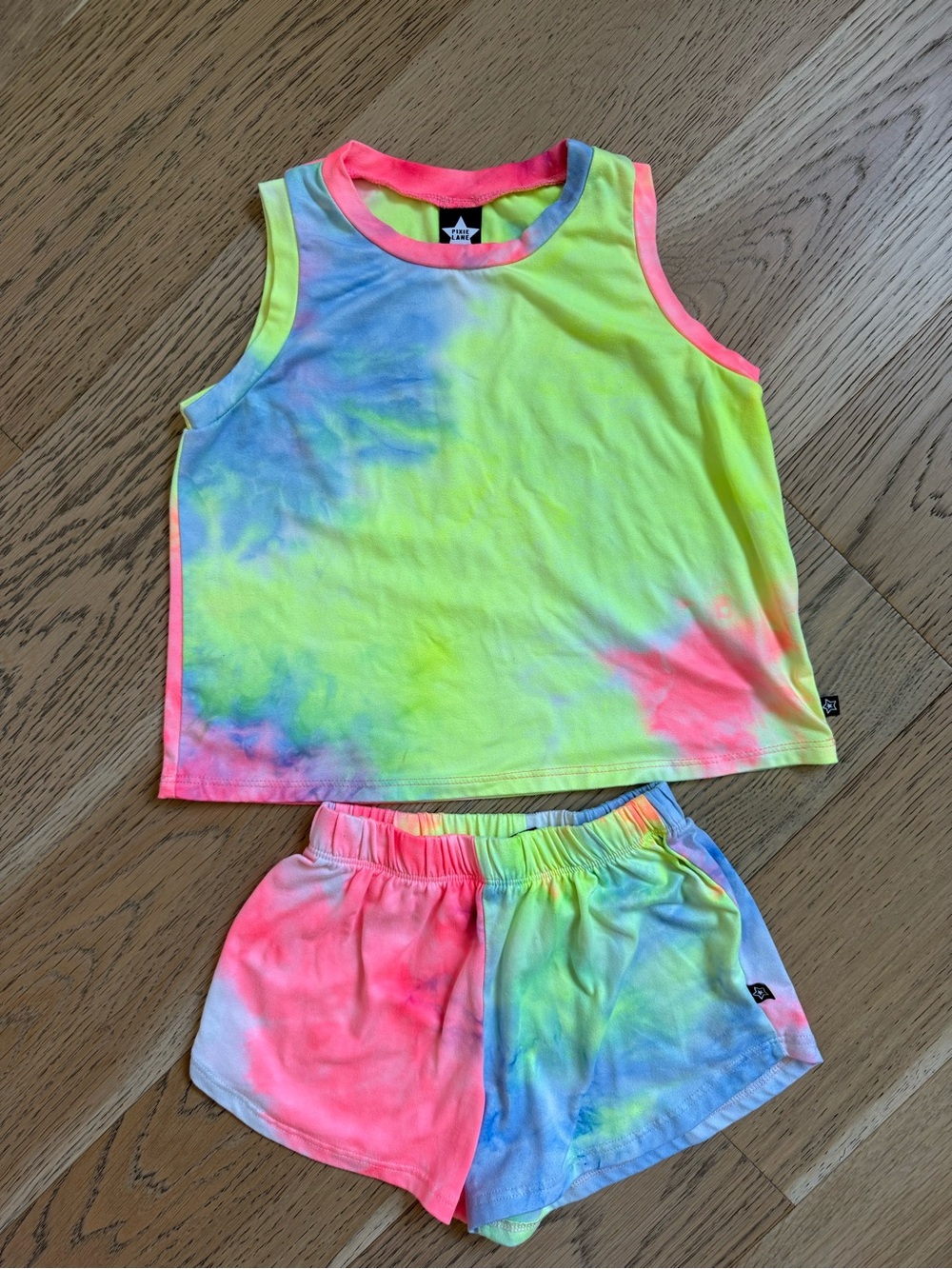 Pixielane Neon Simply Soft Tie-Dye Tank & Short Set Sz 5/6
